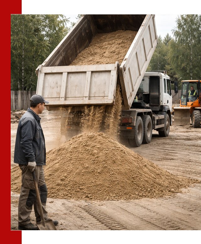 Доставка и продажа песка с разгрузкой в Новомосковске
