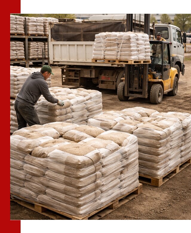 Карьерный песок в мешках с доставкой в Новомосковске