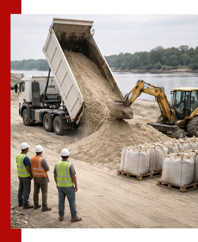 Доставка речного песка в Новомосковске самосвалами и погрузкой