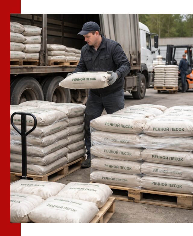 Речной песок в мешках с доставкой в Новомосковске