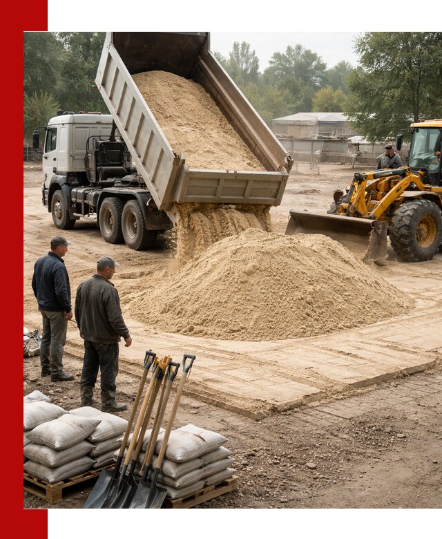 Доставка мытого песка в Новомосковске с самосвалами по выгодной цене