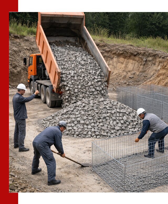 Камень для габионов с доставкой в Новомосковске быстро и надёжно
