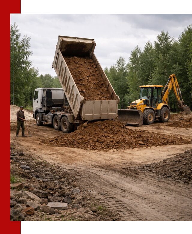 Доставка суглинка самосвалами в Новомосковске подсыпка и планировка
