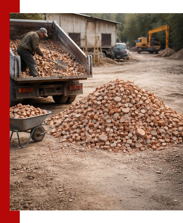 Доставка и подушка из боя кирпича с разгрузкой в Новомосковске