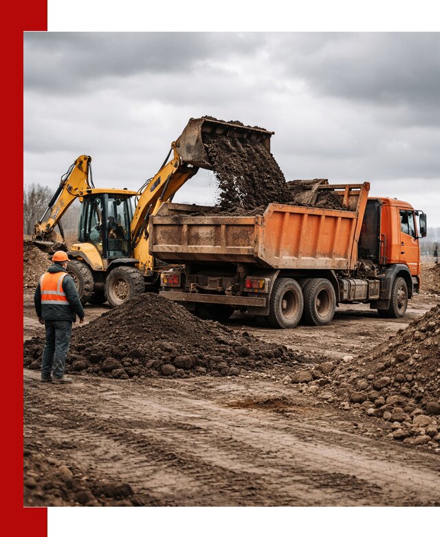 Вывоз грунта и строительного мусора в Новомосковске грузовыми самосвалами