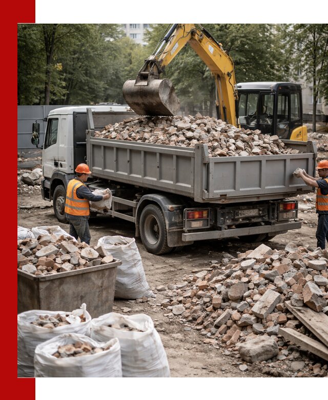 Вывоз строительного мусора в Новомосковске с самосвалами и контейнерами